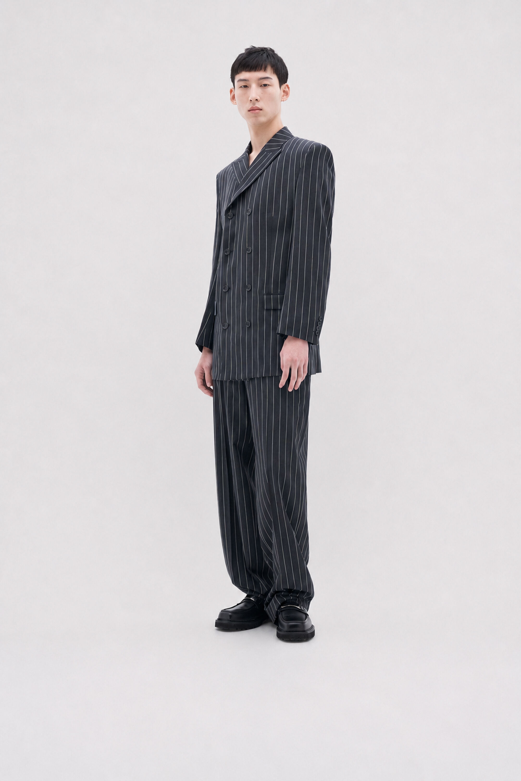 Double Breasted Pinstripe Blaz - Anthracite/White Pinstripe